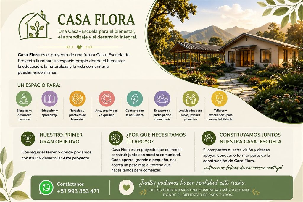 Casa Flora, futura Casa–Escuela de Proyecto Iluminar para el bienestar, el aprendizaje y el desarrollo integral.