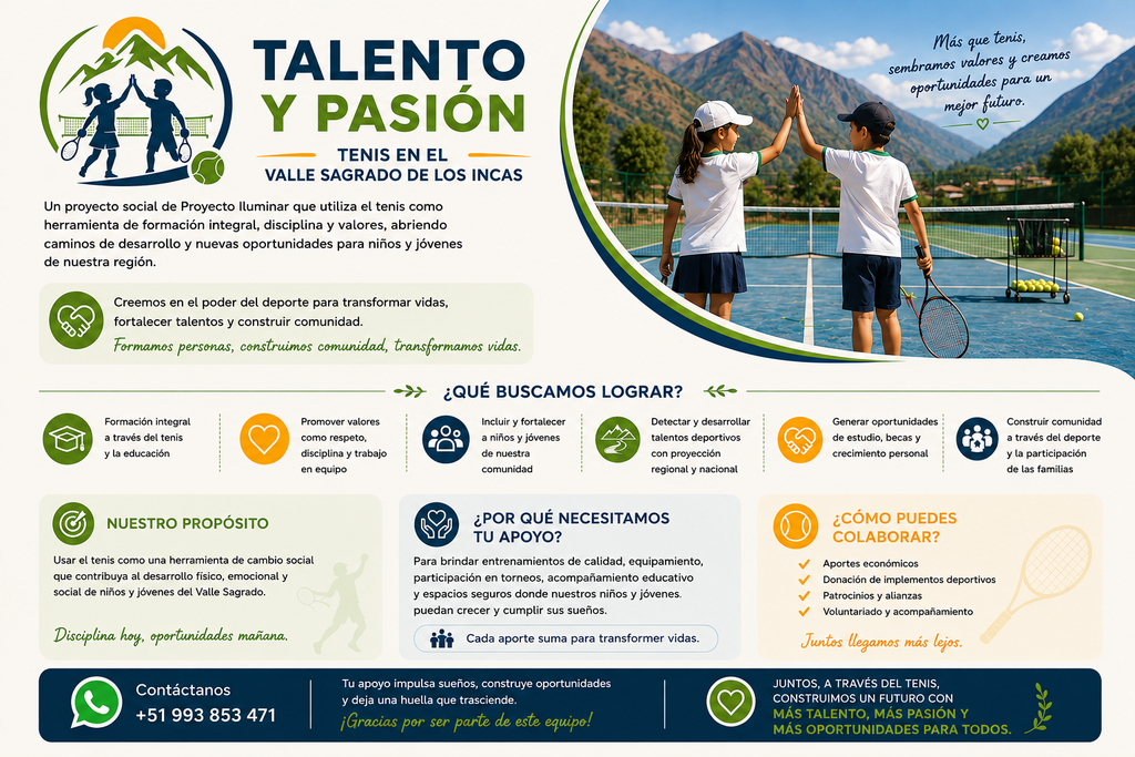 Talento y Pasión: proyecto inclusivo comunitario de tenis para niños/as y jóvenes del Valle Sagrado de los Incas