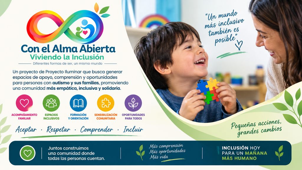 Con el Alma Abierta: Viviendo la Inclusión, iniciativa de Proyecto Iluminar para promover la inclusión y acompañar a personas y familias vinculadas al autismo.